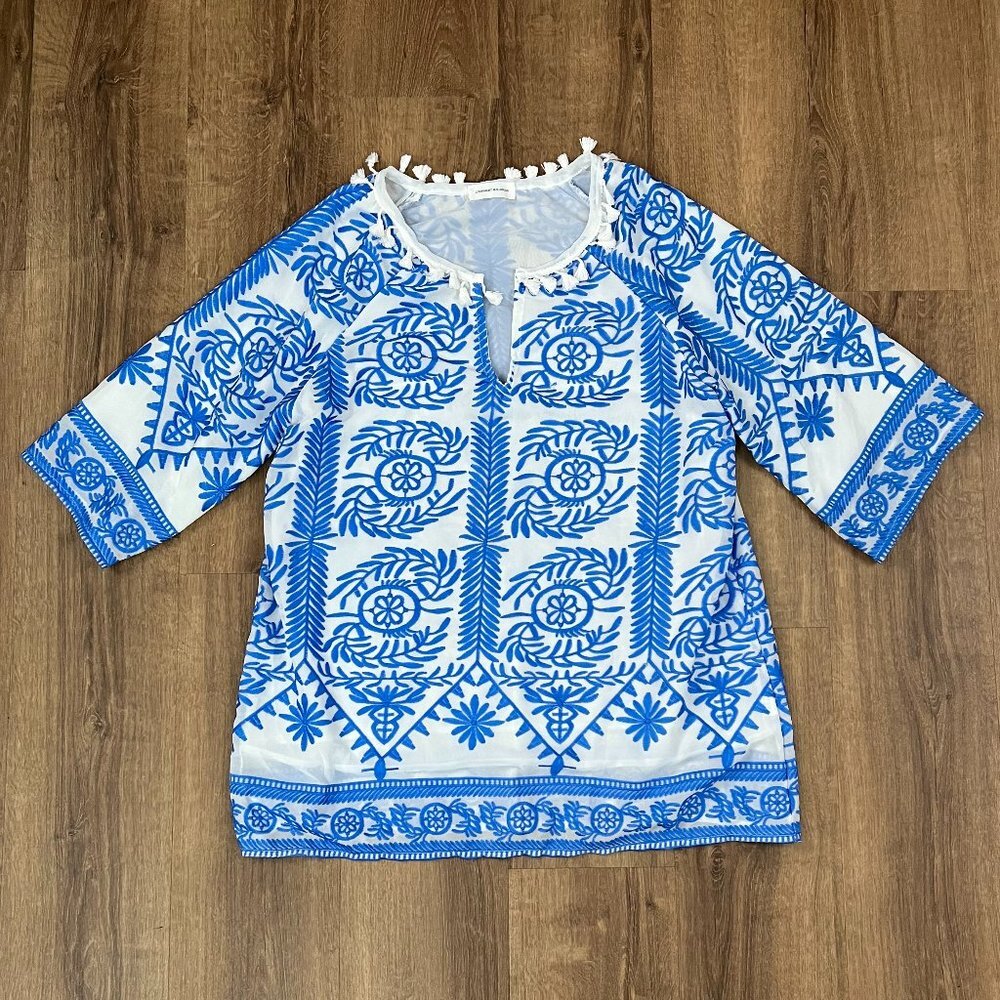 Goodnight Macaroon Blue Embroidered Boho Coverup